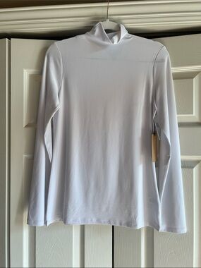 Halogen White Long-Sleeve Mock Neck Top